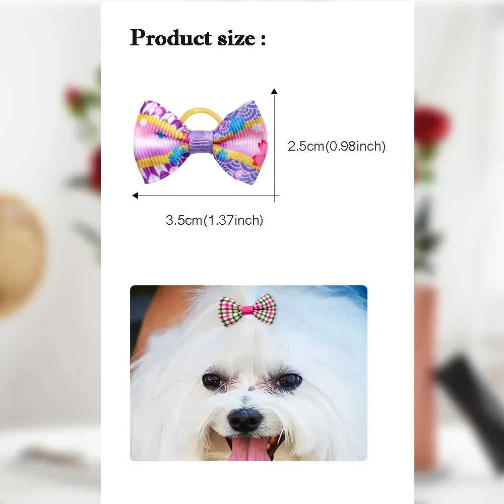 10 Uds. Lazos para el pelo de perros, mezcla de colores, bandas de goma para el pelo de perros pequeños, lazos navideños para el cuidado de gatos y perros, accesorios para sombreros para mascotas - imagen 3