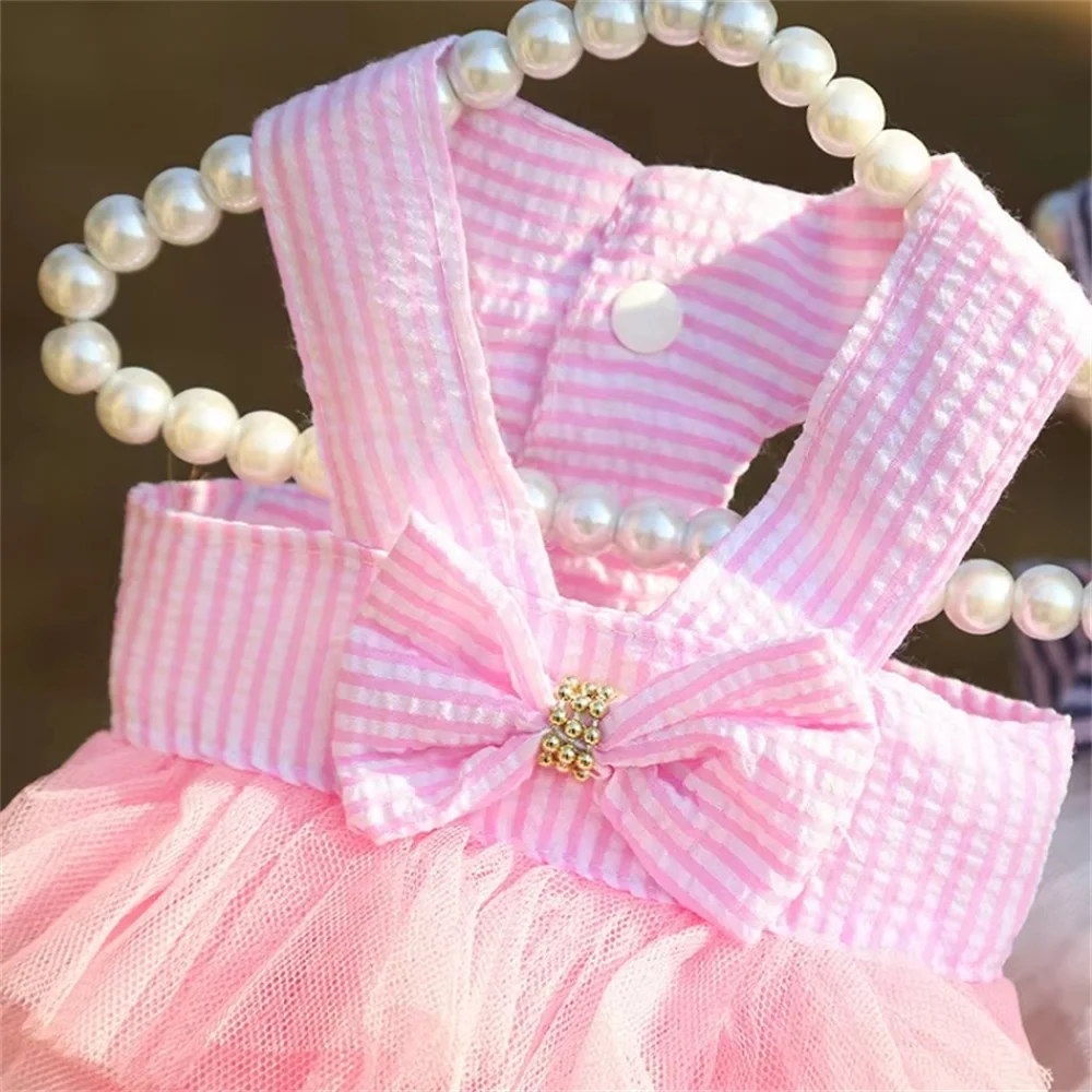 Vestido de verano para perros, falda de encaje para gatos, ropa para mascotas, falda a rayas para Chihuahua, ropa de princesa para cachorros, ropa bonita para cachorros, producto para mascotas - imagen 2