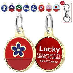 Placa de identificación con nombre grabado para perro y gato