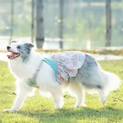 Vestido floral con lazo para perros Husky, Labrador y Golden Retriever