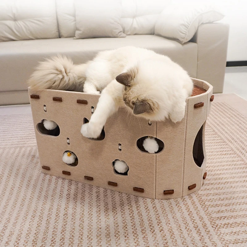 Manta para gatos de interior, casa grande para gatos 2 en 1, cama cerrada con túnel plegable, cueva de cama resistente a los arañazos para grandes - imagen 3