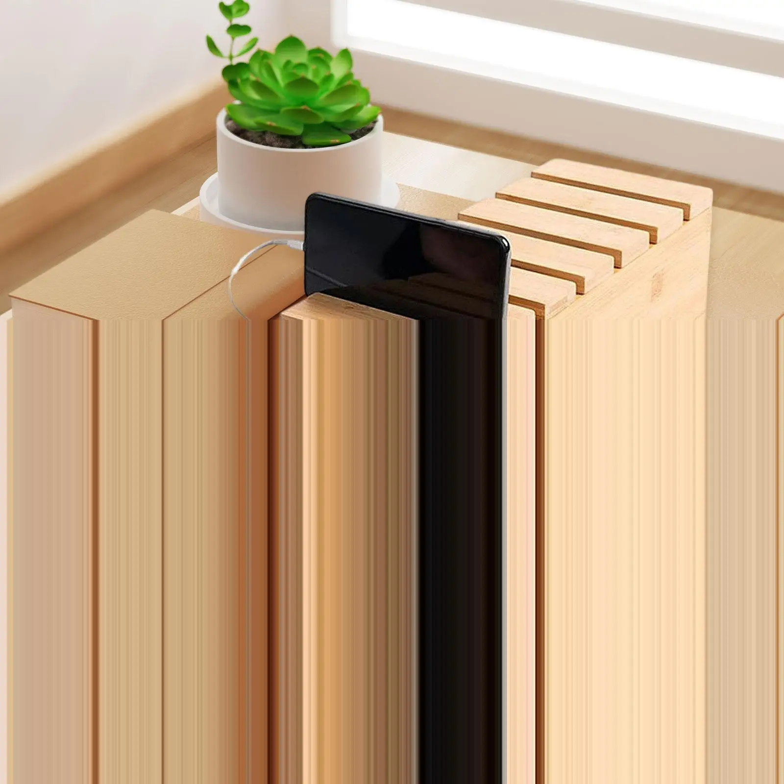 Wood Cable Management Box Phone Charger Accessories with Lid Art Crafts Wires Power Strip Box Desk Modern Home Cable Hider Box