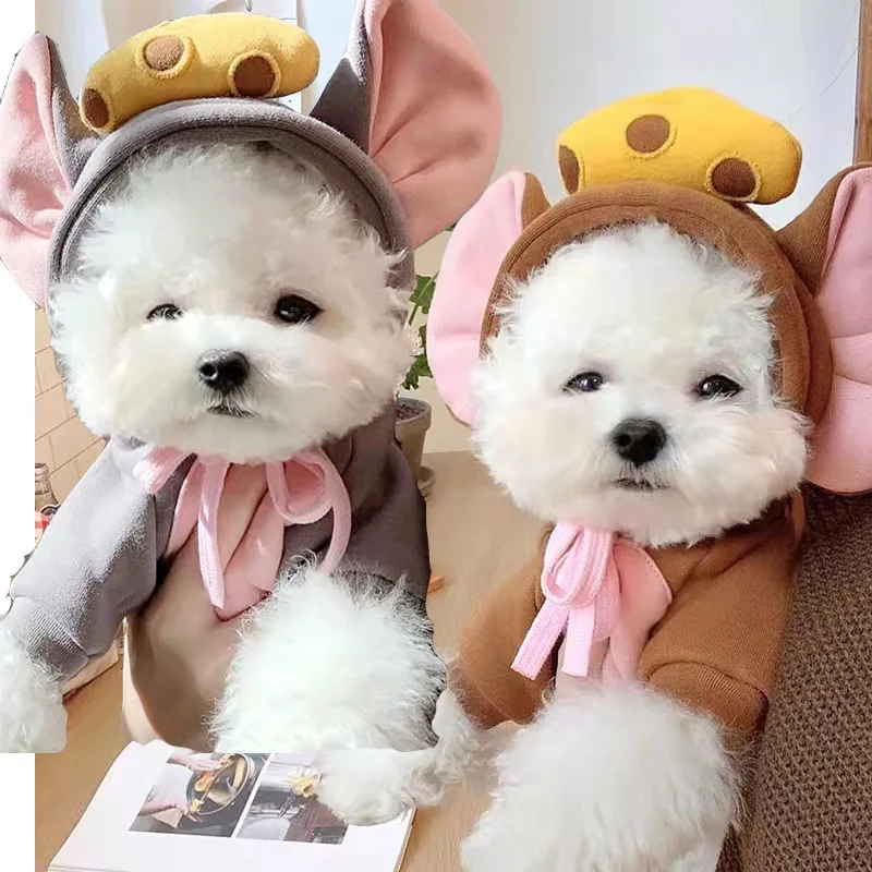 Fruta convertida perro gato pequeño perro mediano otoño e invierno suéter ropa de lana suministros mascota Teddy sudaderas con capucha productos para mascotas - imagen 2