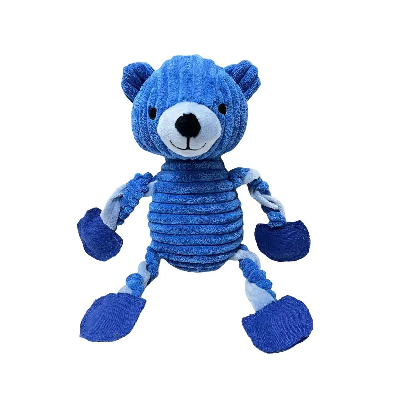 Juguete de peluche para perros con forma de oso, juguete para mascotas con nudo de cuerda resistente a masticar chirriante, juguete interactivo para limpieza de dientes para cachorros y adultos
