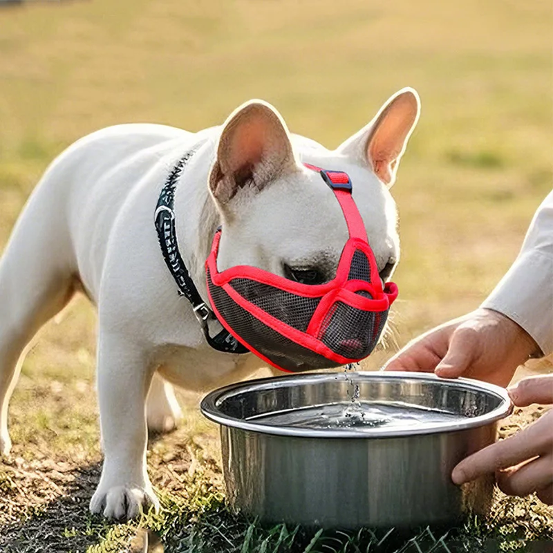 Bozal ajustable para perros, mascarilla bucal transpirable para perros pequeños, medianos y grandes, botedog Francés, bozal antimordeduras, accesorio para perros - imagen 3