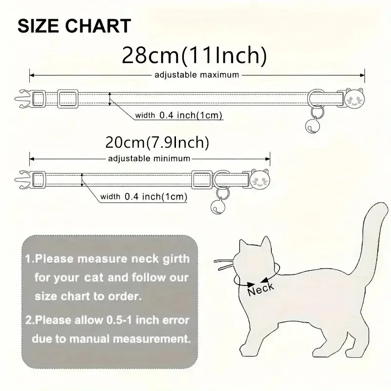 Collar de gato personalizado de 1 pieza, etiqueta de nombre, lazo desmontable, hebilla de seguridad ajustable con campana para evitar pérdidas, adecuado para perros pequeños