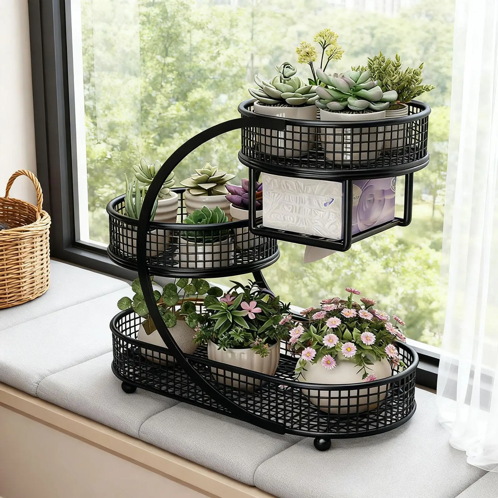 Soporte para cesta de frutas, cestas de almacenamiento de pan, cesta moderna de almacenamiento de frutas y verduras resistente de 3 niveles para aperitivos domésticos y sala de estar - imagen 5