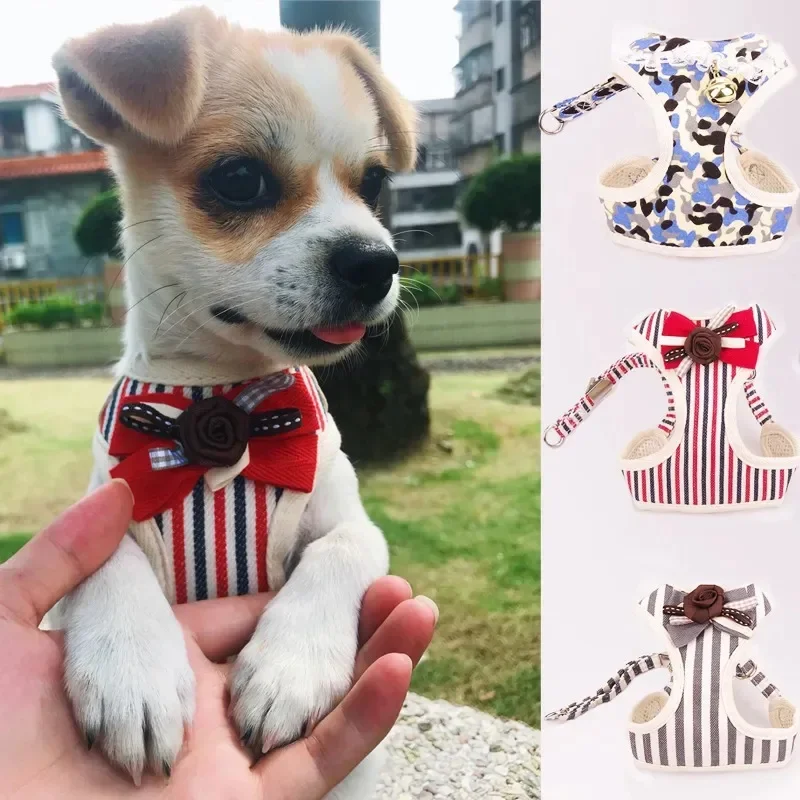 Arnés ajustable para cachorros y gatos, conjunto de correa, chaleco para el pecho para mascotas, cuerda de tracción para perros pequeños, cuerda para correr al aire libre para animales - imagen 2