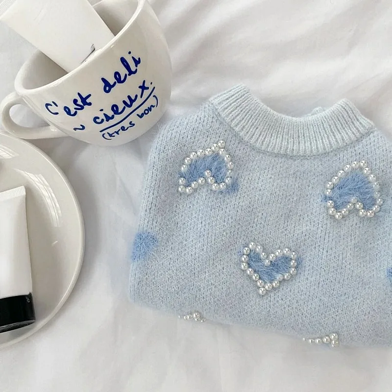 Suéter de amor azul a la moda para perros, ropa cálida de invierno, ropa tejida para perros, jersey suave para mascotas, suministros para mascotas, ropa de lujo para perros - imagen 5