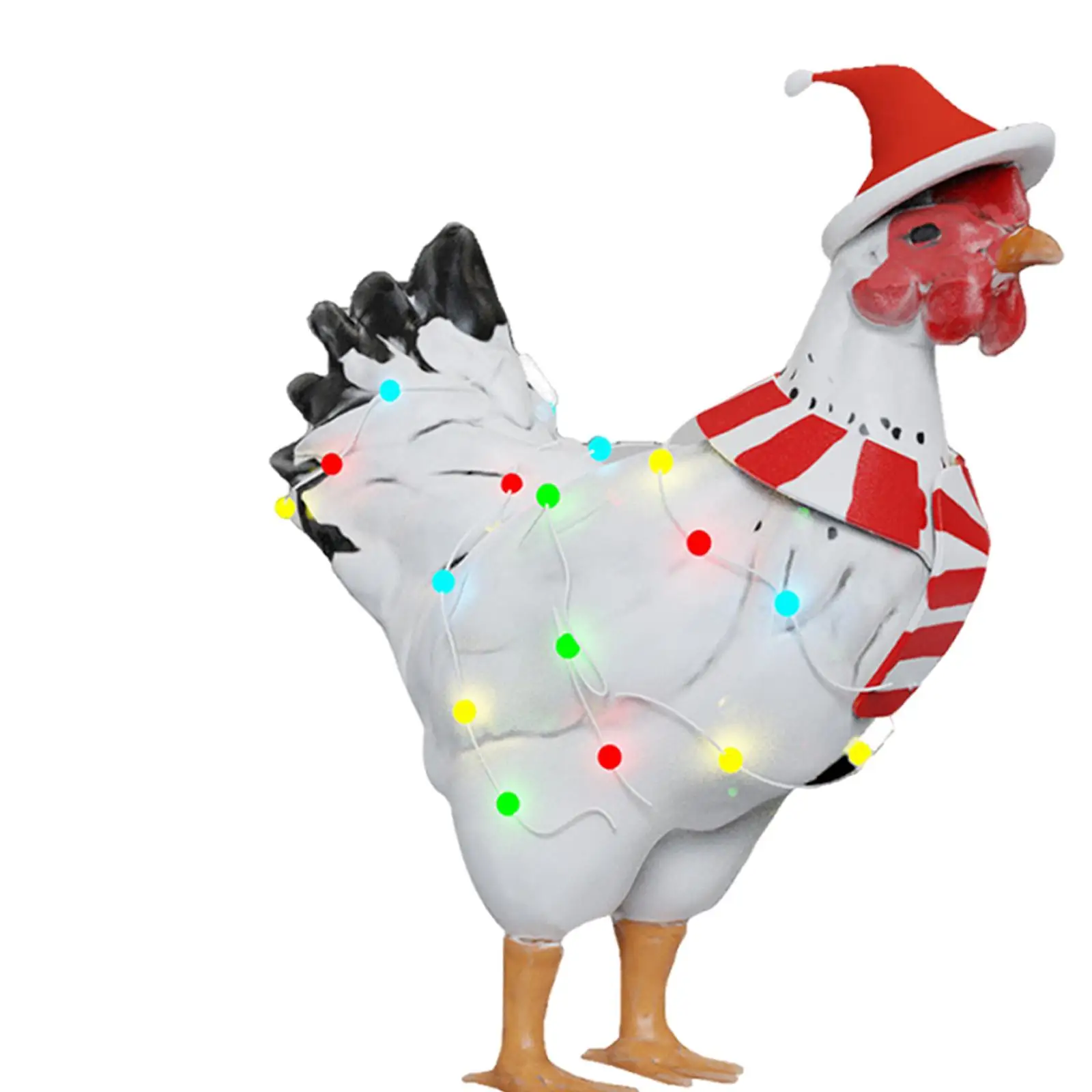 Estatua de pollo de jardín solar, escultura animal creativa coleccionable con luz solar, decoración navideña al aire libre para patio - imagen 5