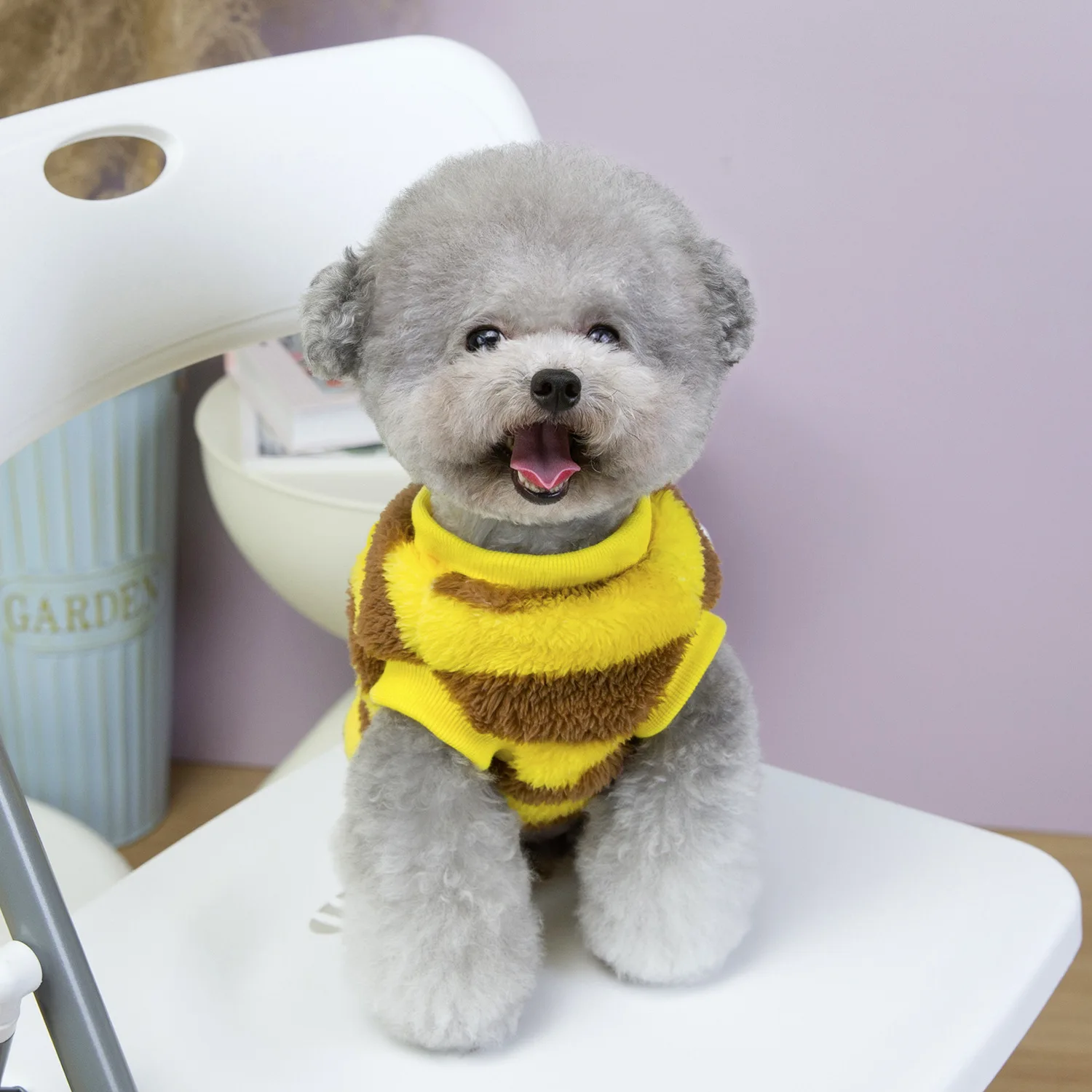 Fleece Dog Sweater Cute Stripe Bee Costume Puppy Pullover Coat Winter dog clothes for Small Dogs - imagen 5