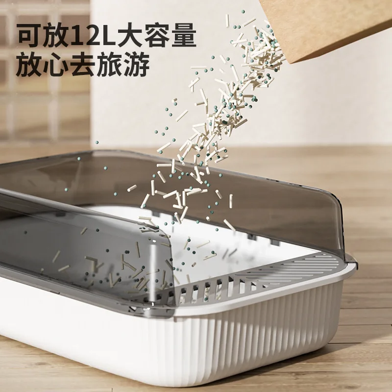 Caja de arena para gatos, inodoro Extra grande semicerrado a prueba de salpicaduras para mascotas, caja de arena para gatos Extra grande, suministros para mascotas - imagen 3