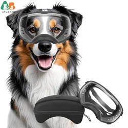 ATUBAN Gafas de sol para perros Protección UV Gafas transparentes para perros Gafas a prueba de viento con correas elásticas para gafas de nieve de razas medianas y grandes