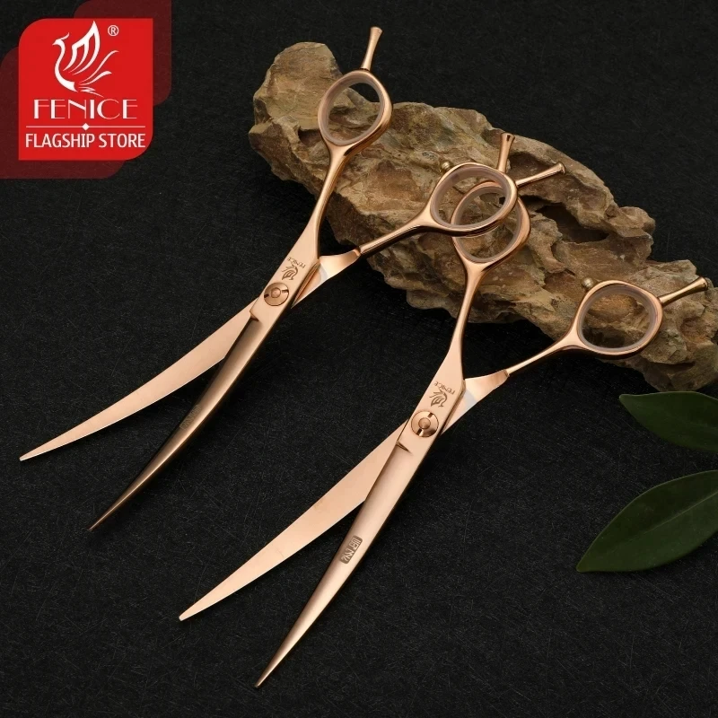 Fenice-tijeras profesionales de aseo curvadas para mascotas, hoja dentada con sierra, tijeras para mascotas, tijeras para perros y gatos, 6,5/7 pulgadas, JP440C - imagen 5