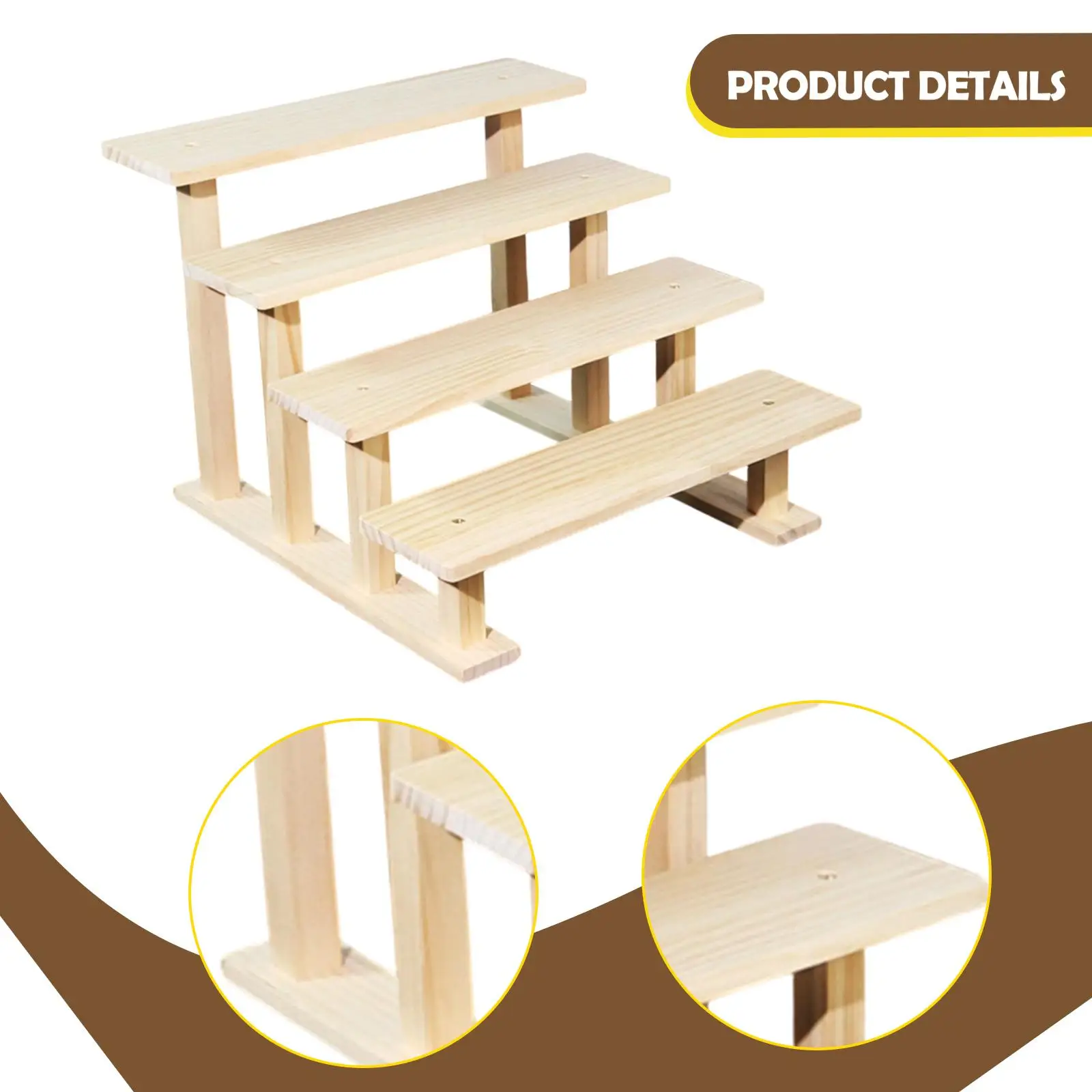 Estante de almacenamiento elevador de exhibición de madera, decoración rústica, estante para postres, organizador de Perfume para postres, joyería coleccionable, espectáculo en casa - imagen 5