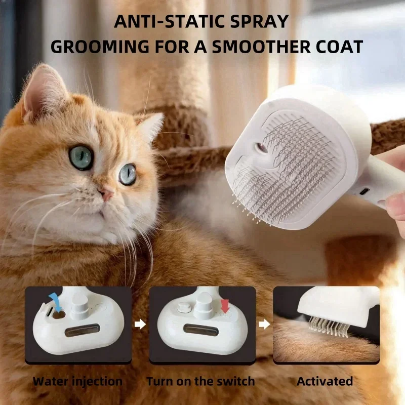 Peine de aseo en aerosol para mascotas, elimina el pelo flotante, pelusas, agua, estilo de vapor para perros y gatos, accesorios - imagen 2
