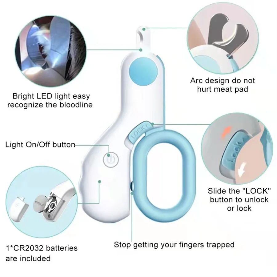 Cortauñas con LED, bloqueo seguridad para gatos y perros - imagen 2