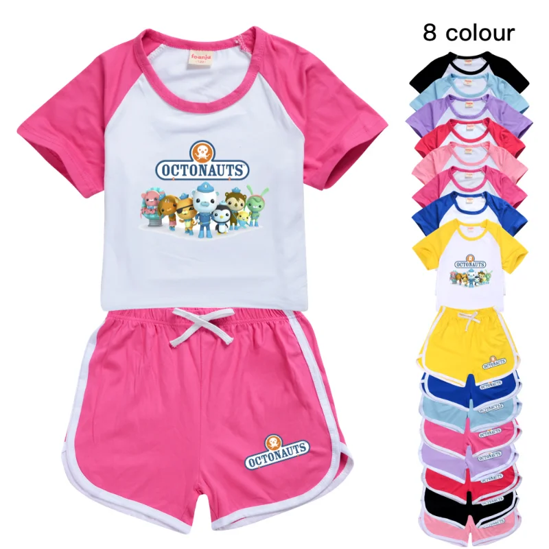 Niños Octonautas dibujos animados Anime verano transpirable camisetas + Pantalones cortos 2 uds trajes 2-14 años niños niñas trajes niños conjuntos de ropa regalo - imagen 2
