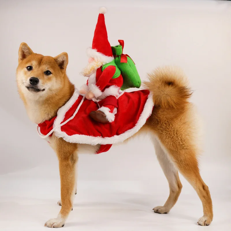 Disfraces navideños para perros, divertido disfraz navideño de Papá Noel para mascotas, disfraz para perros pequeños y grandes, traje de regalo para perros de Año Nuevo - imagen 4