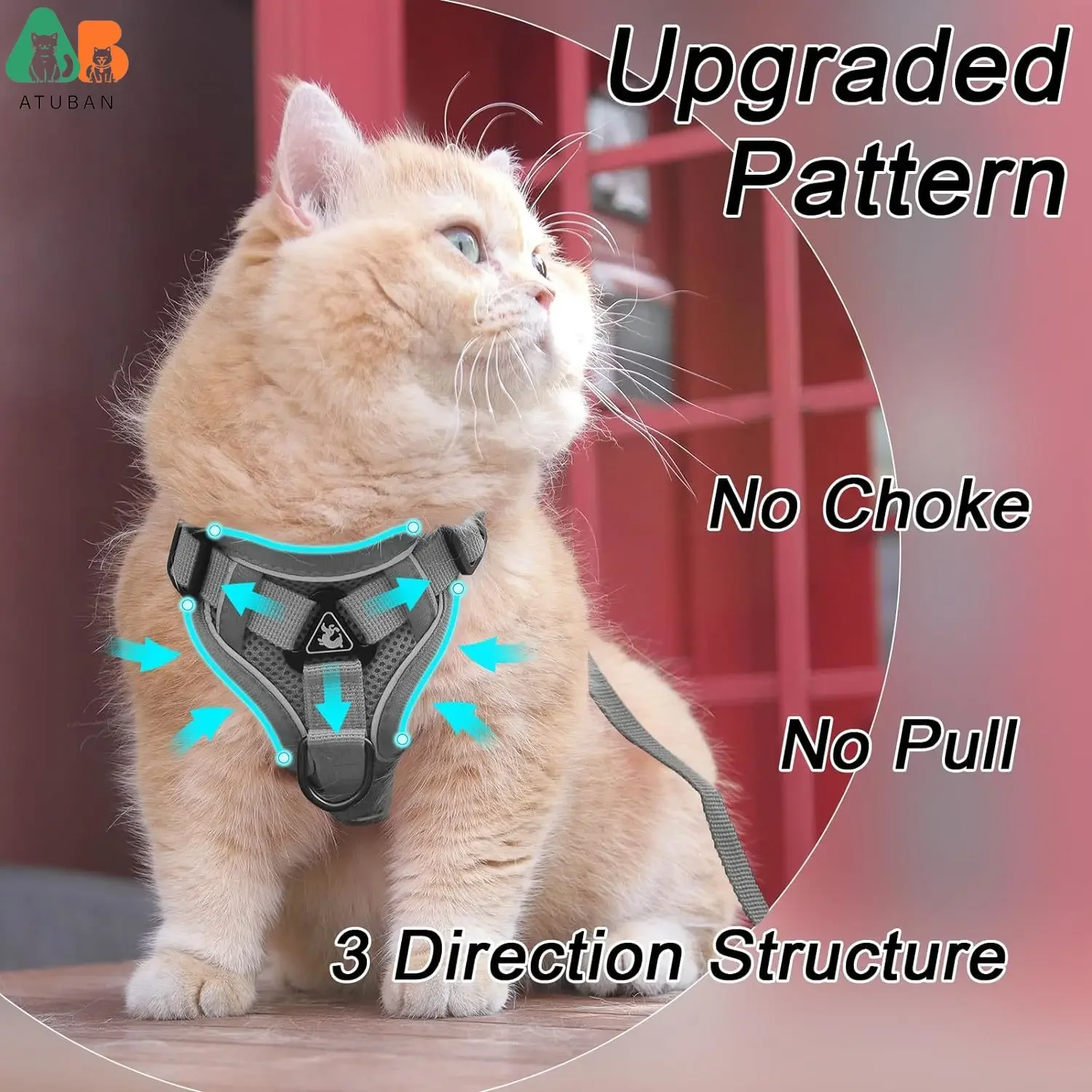 Juego de arnés y correa para gato, chaleco ajustable a prueba de Escape mejorado para caminar al aire libre, tiras reflectantes para Noche Oscura - imagen 4