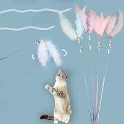 Juguete interactivo para gatos con plumas y campanas-Palo estimulante