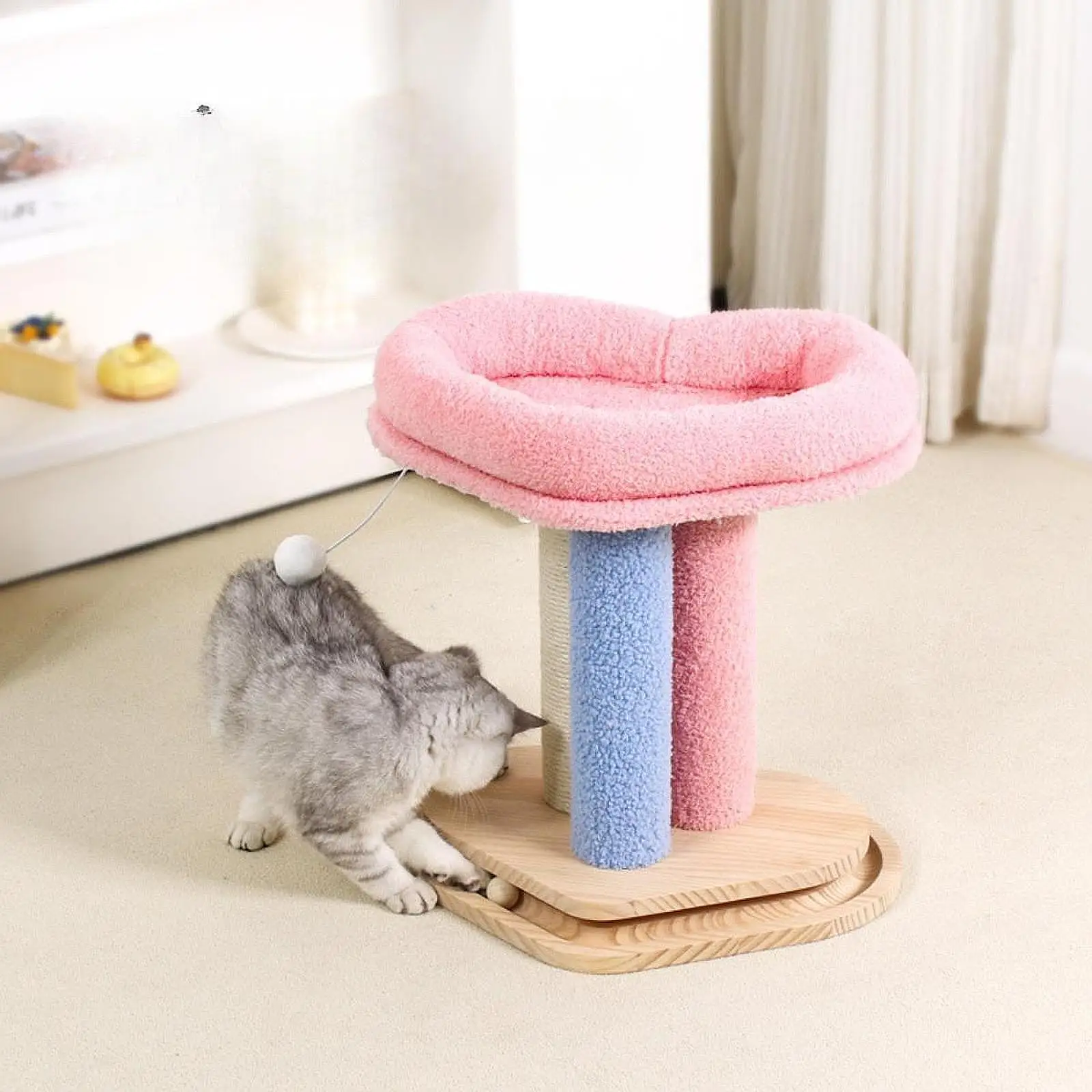 Cat Scratcher Post,Cat Sisal Scratcher Tree,Cat Toy,Interactive Toy Wooden for Indoor Cats Kitten Scratch for Kitties Cats