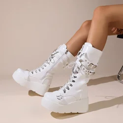 Botas altas con hebilla para mujer – Estilo punk y biker