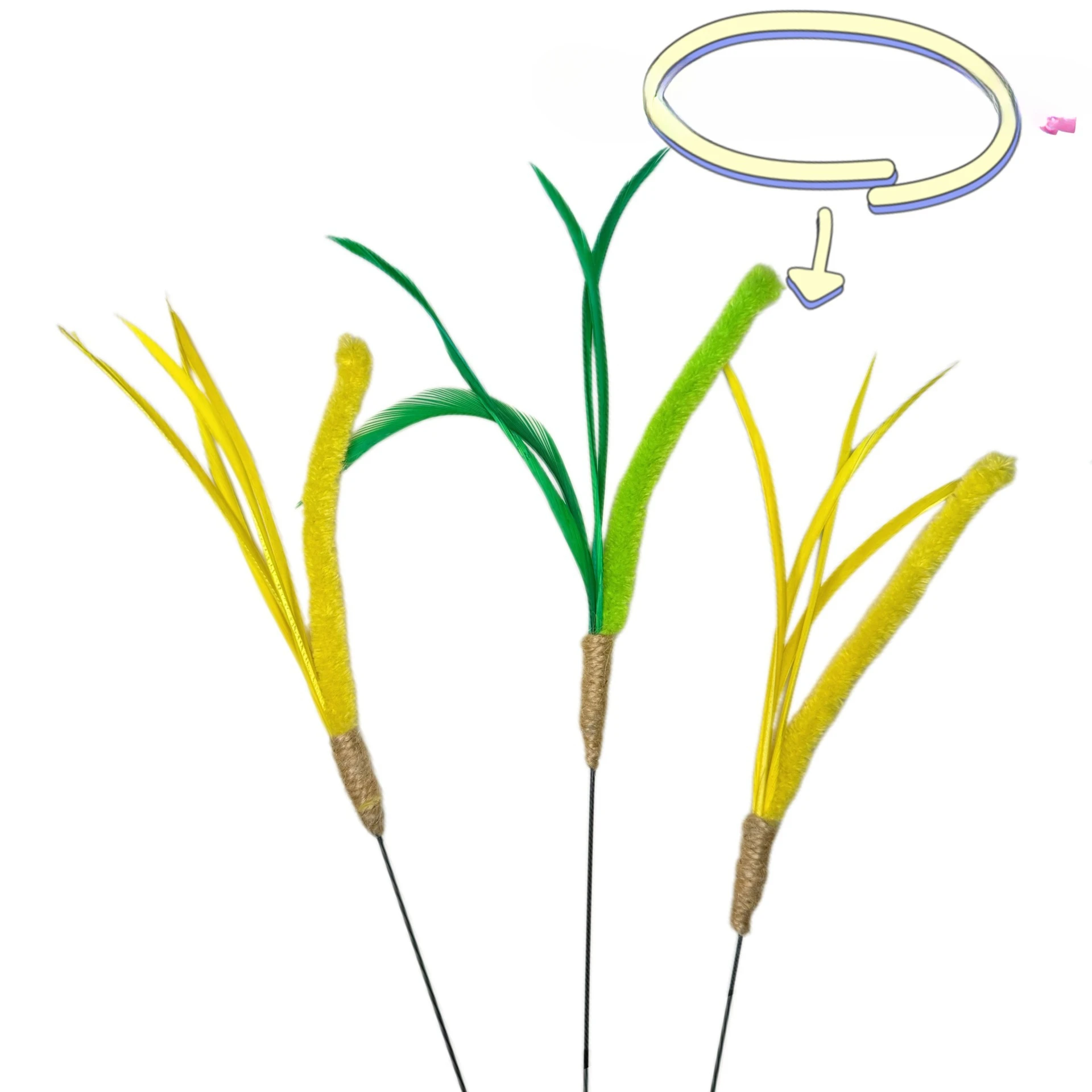 Palo teaser de hierba de cola de perro para gato, juguete de poste largo resistente a las mordeduras para aliviar el aburrimiento, palo teaser portátil para gato, 1 unidad - imagen 3