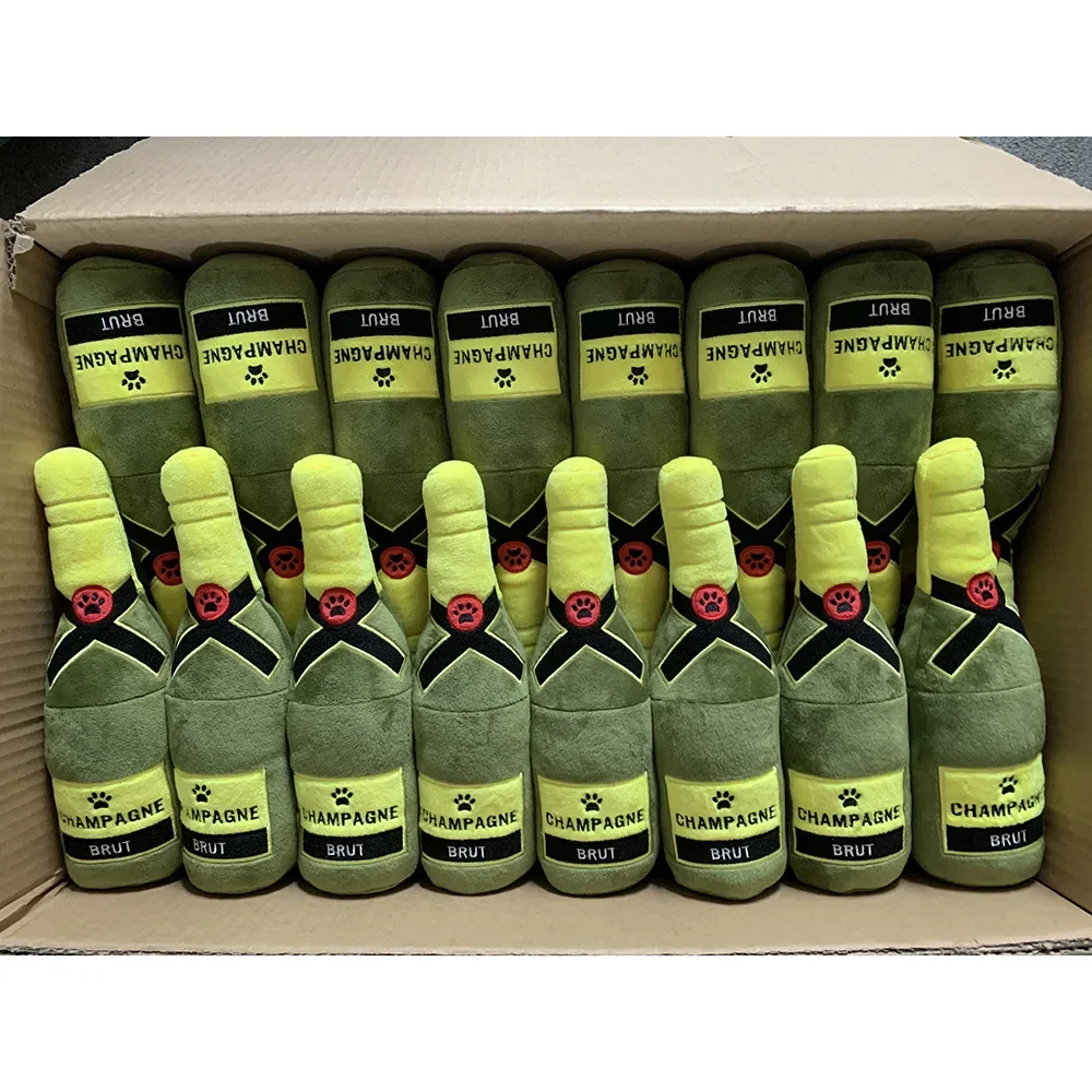 Dog Plush Toy Exclusive Supply Of Spot Wholesale Plush Filled Champagne Bottles Squeaking Dog Toys Fleece Squeak Toys - imagen 5