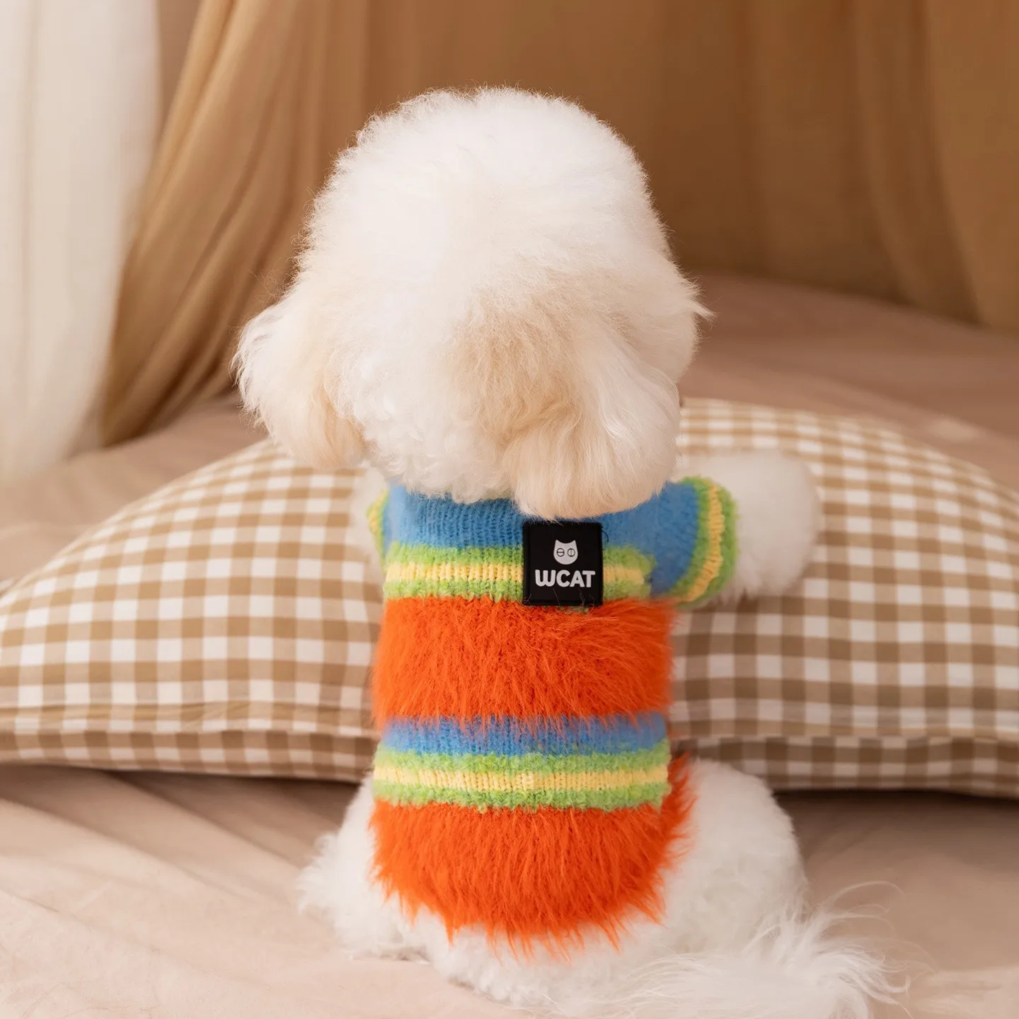 Suéter de punto a rayas para perros de dos patas – base peluche otoño - imagen 2