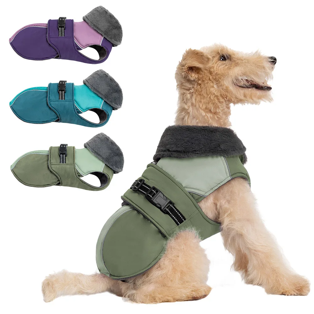 Thicken Turtleneck Warm Fleece Dog Jacket Cold Weather Pet Winter Coat Clothes Reflective Snowsuit for Small Medium Large Dogs