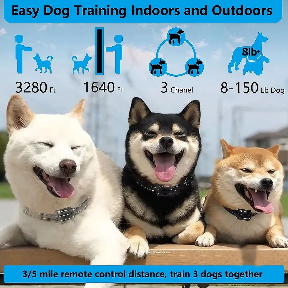 Collar de entrenamiento para perros con función 2 en 1 de 1000M, con luz LED, Collar de choque para perros, Collar de corteza de perro recargable e impermeable - imagen 2