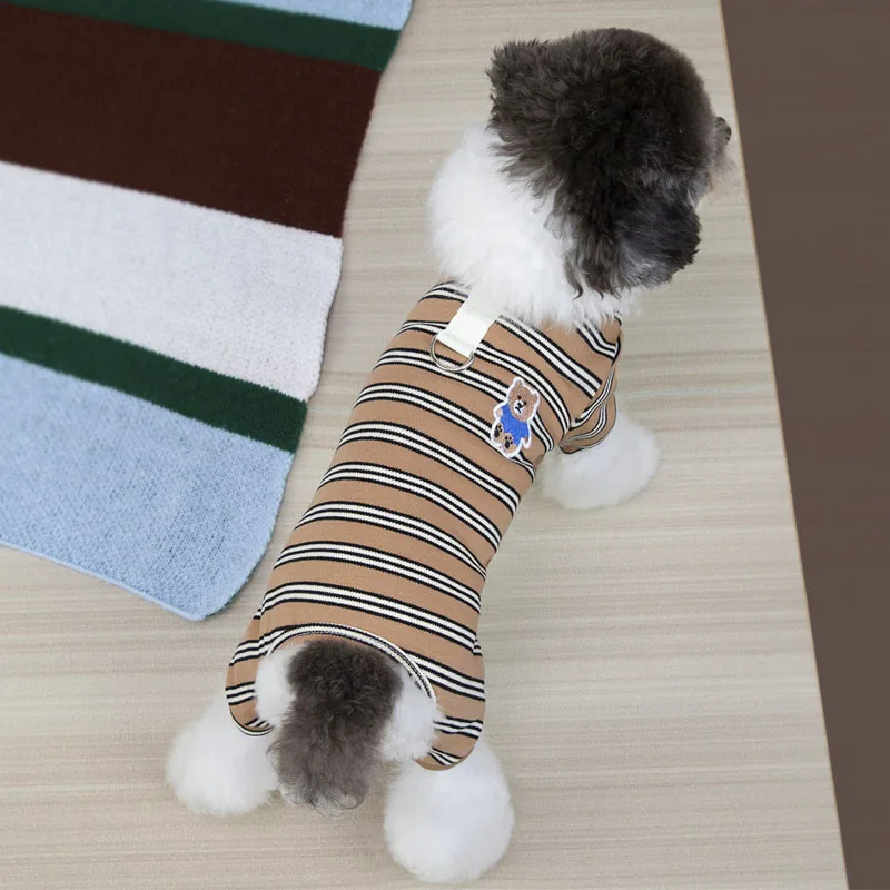 Ropa para perros de primavera y otoño, disfraz de tiras suaves, pijamas con cuello redondo, monos para perros pequeños, mono para cachorros Chihuahua Dachshund - imagen 4
