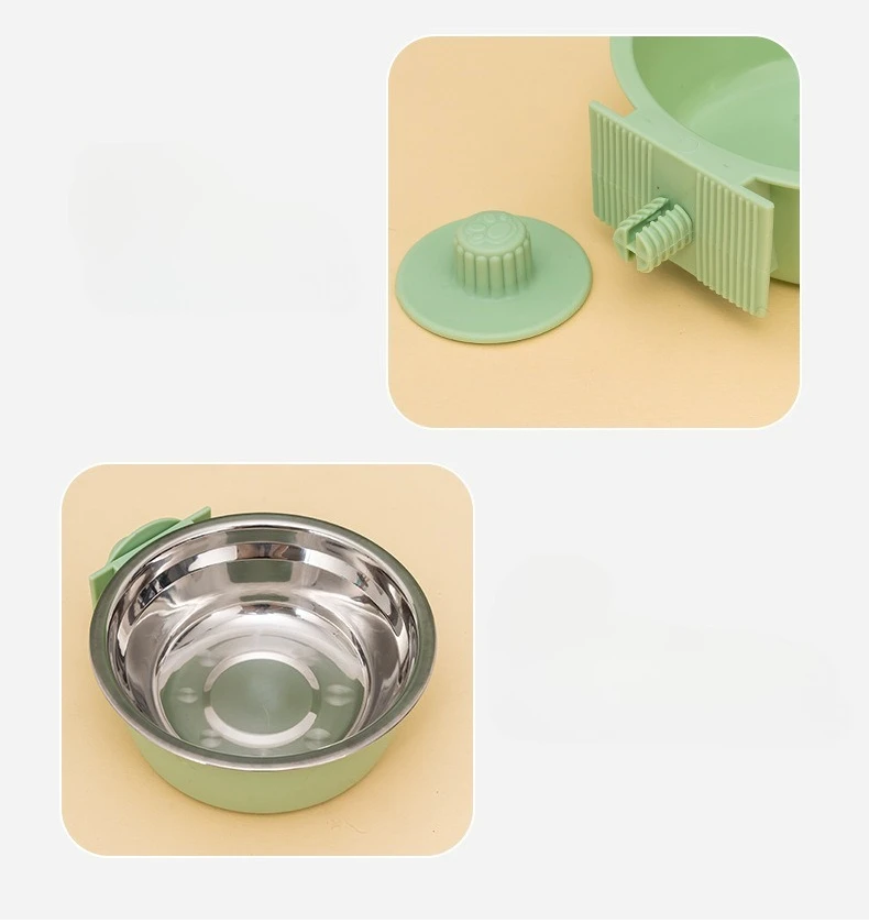Cuenco para perros, perrera extraíble de acero inoxidable para mascotas, cuenco colgante para comida, alimentador de agua, jaula, taza para cachorros, perros medianos, gatos y conejos - imagen 3