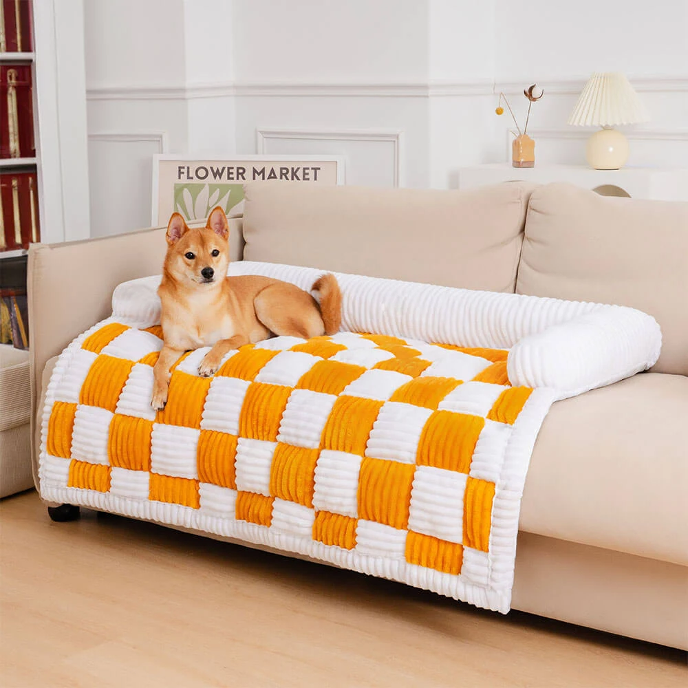 Cama de felpa para perros, sofá para perros grandes, estera para casa de mascotas, camas nido cálidas, perrera, cojín suave para cachorros y gatos, manta larga de felpa, funda para sofá
