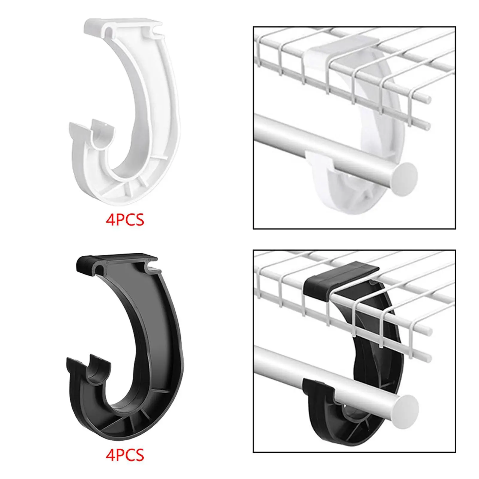 4Pcs Closet Rod Support Bracket 3/4 Sturdy Pipe Hanger Bracket J Type Hooks Hanging Rod Support Hanging Bar Rod Support