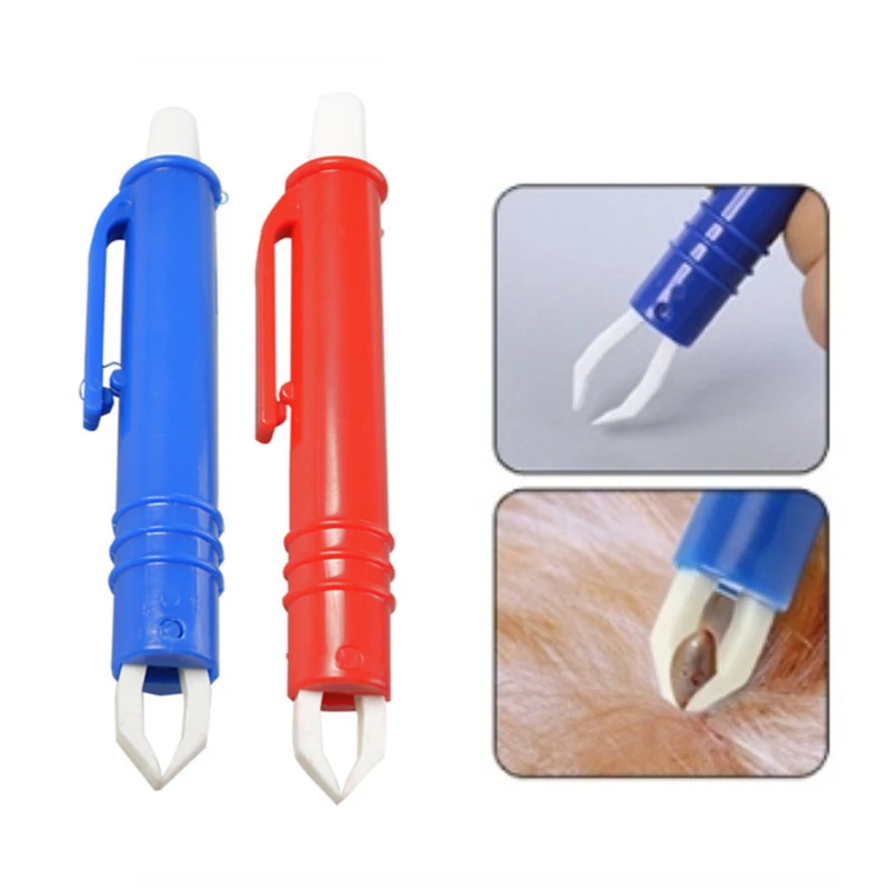 Herramienta para eliminar piojos y pulgas para mascotas, eliminador de garrapatas eficaz para perros y gatos, minibolígrafo portátil, suministros para el cuidado de cachorros
