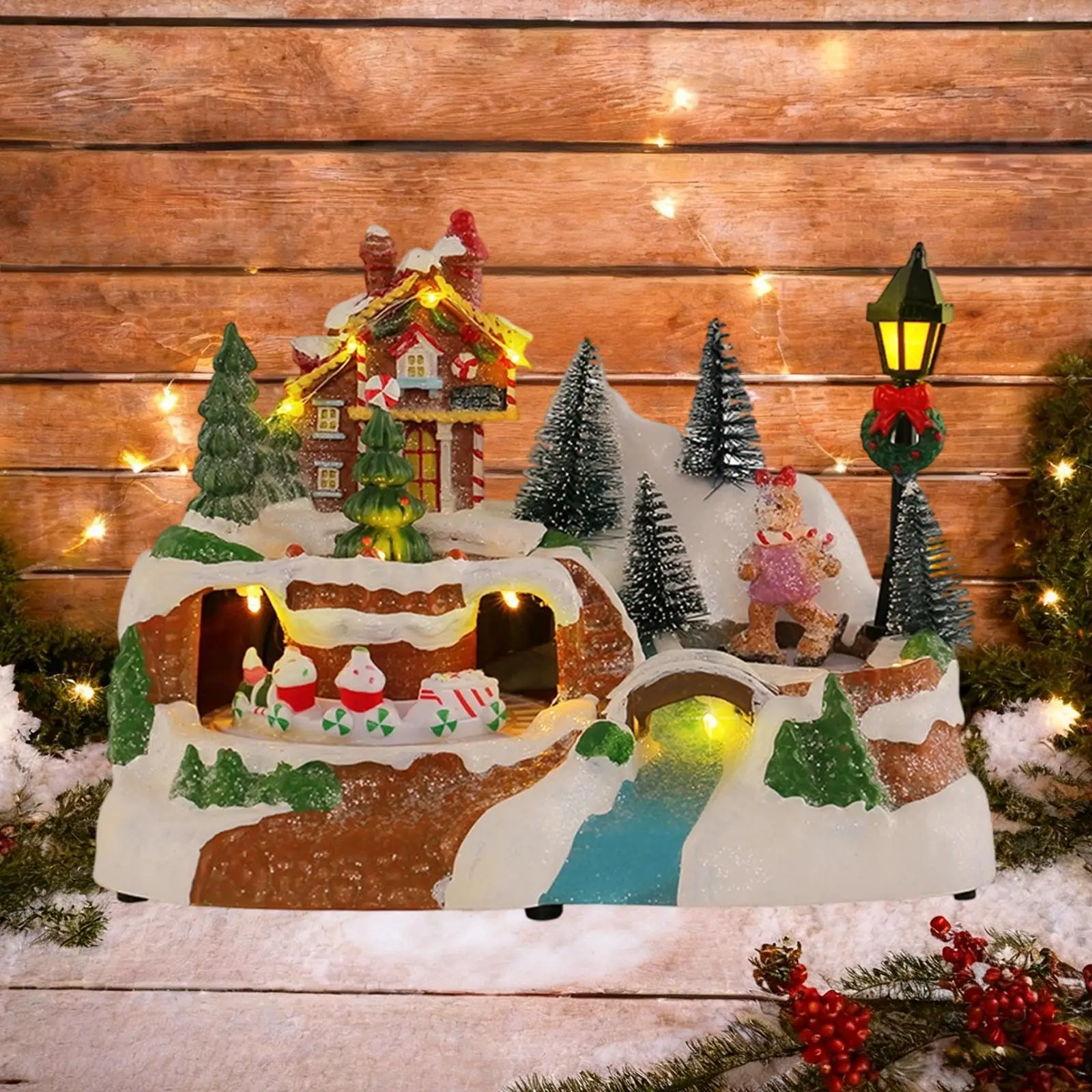 Christmas Music Box Festive Xmas Gifts Creative Resin Craft Christmas Resin Light Decoration Light up Desktop Ornament for Home