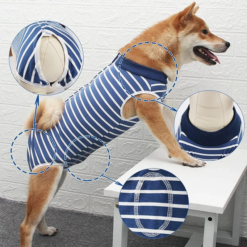 Traje de recuperación para perros para heridas abdominales, traje de recuperación de cirugía para perros transpirable para perros pequeños/medianos después de la cirugía - imagen 4