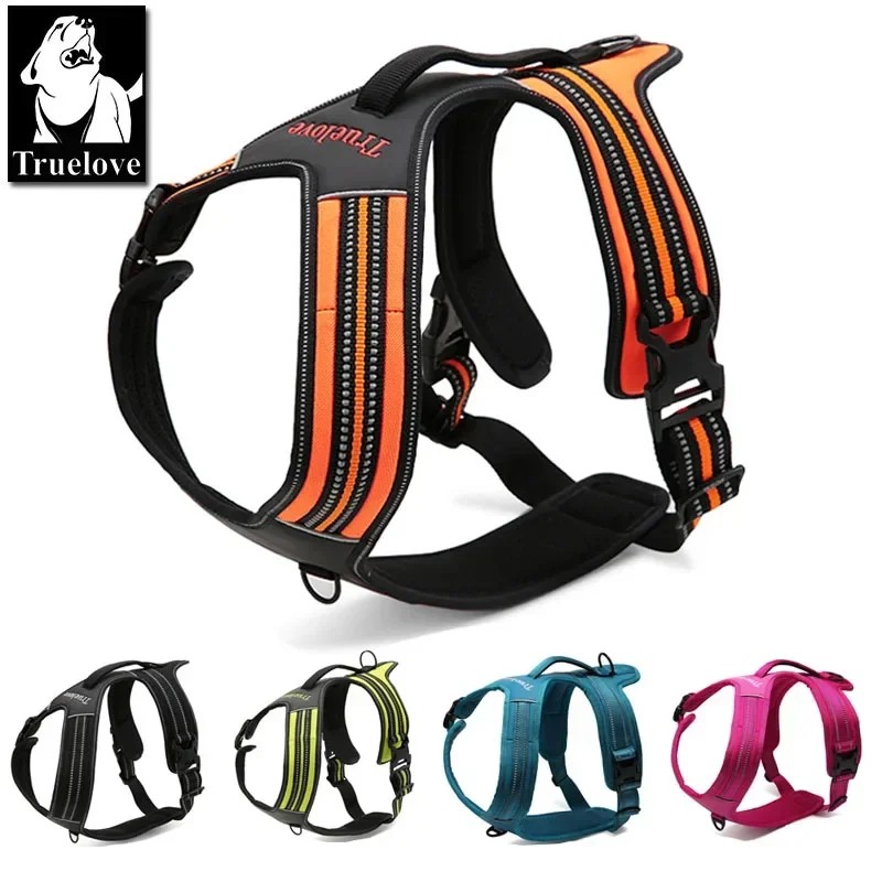 truelove arnés deportivo perros accesorio reflectante nailon chaleco mangos sin tirones aventura mascota aire libre 5 colores tallas xs xl