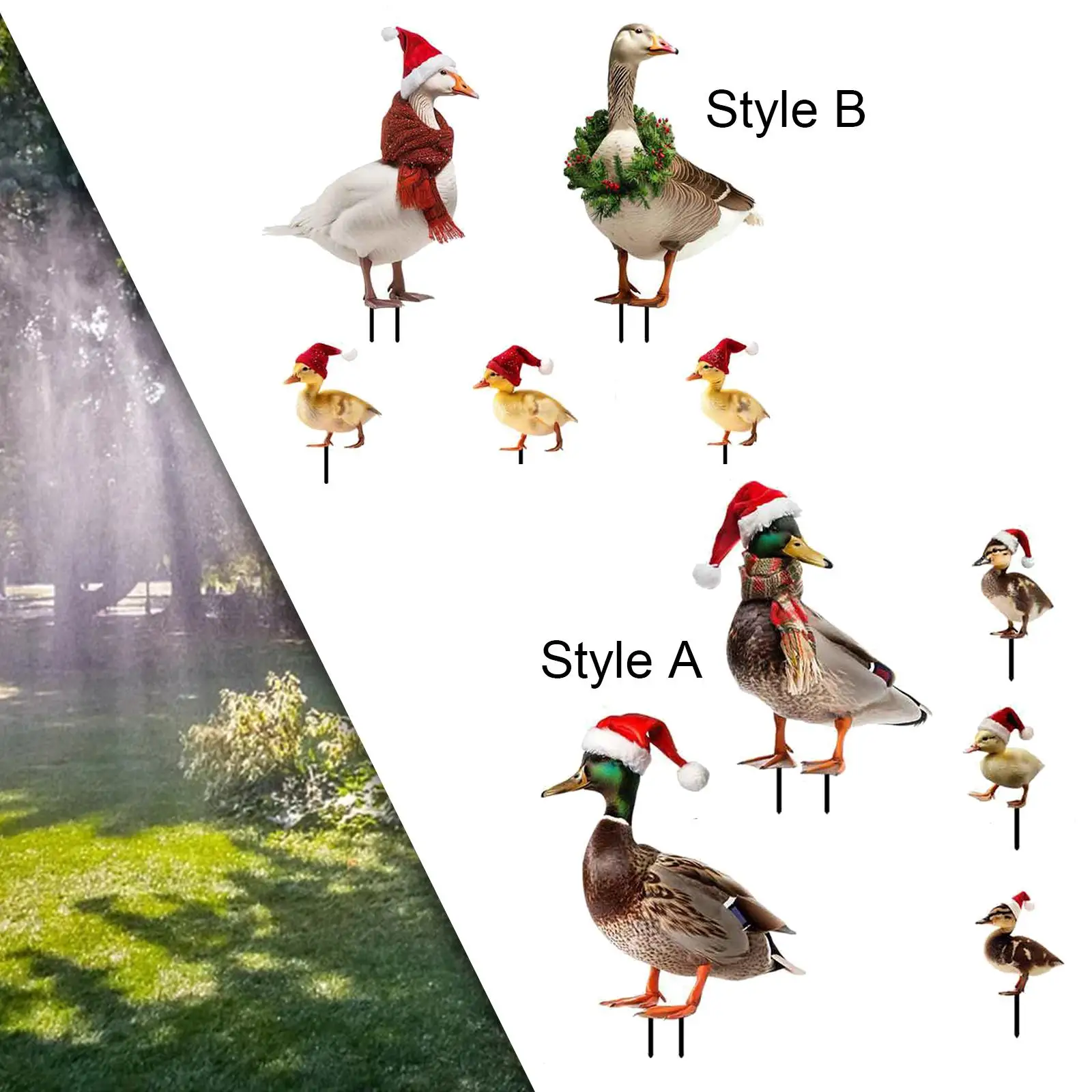 5x Christmas Outdoor Duck Stakes Yard Sign Ornaments Ground Insert Yard Art Decorations for Backyard Floor Lawn Outdoor Patio