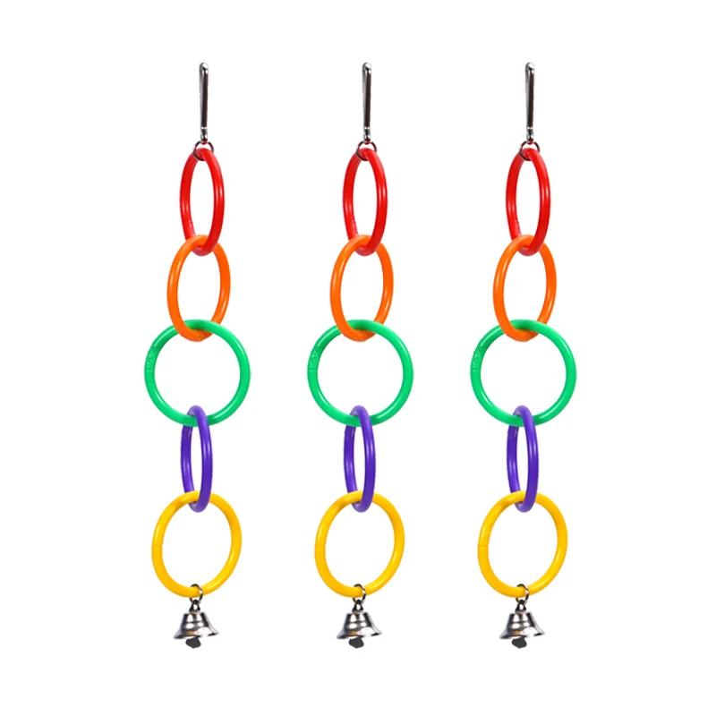 Columpio para loros, jaula para pájaros, juguetes con sonido de campana, anillo de escalada colorido para molinos, cacatúa gris africano, suministros para periquitos - imagen 3