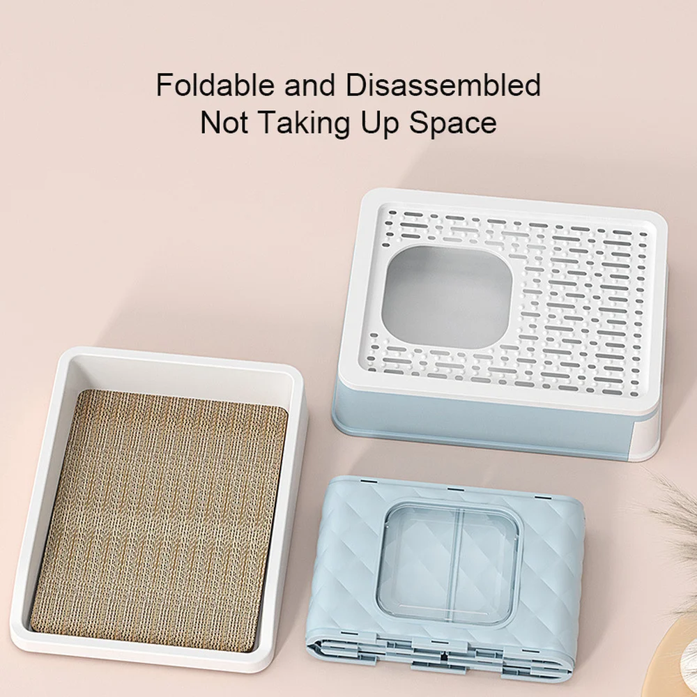 Caja de arena para gatos, inodoro antisalpicaduras completamente cerrado para gatos, dos vías con pala rascadora, bandeja de arena para gatos de gran capacidad - imagen 3