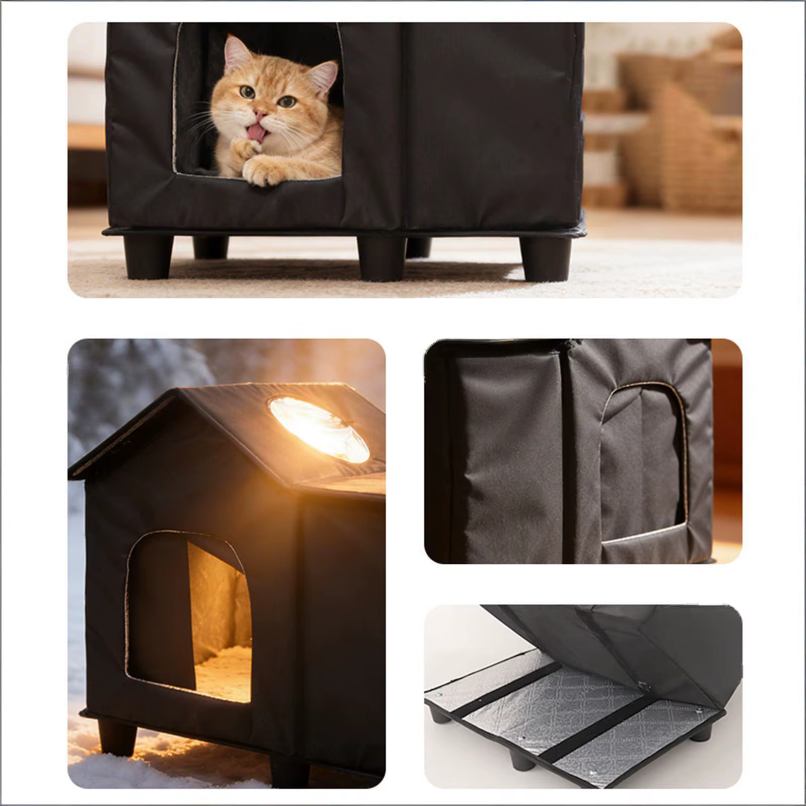 Casa Oxford elevada cálida impermeable para gatos y cachorros exterior - imagen 5