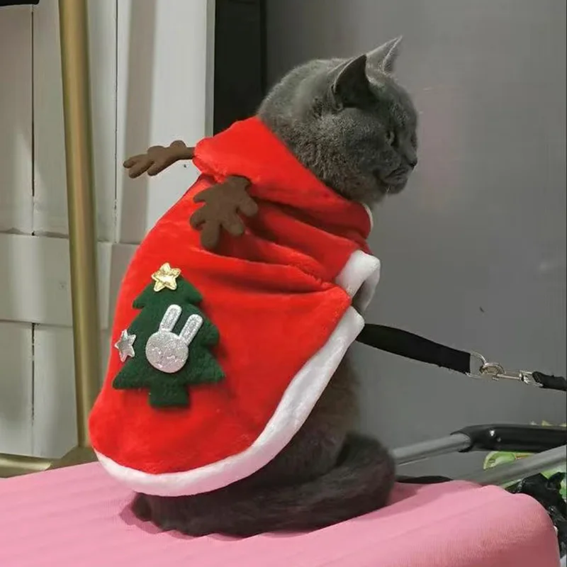 Disfraz navideño para cachorros y gatos, ropa para mascotas de otoño e invierno para perros pequeños, gatos, forro polar cálido, regalos de Año Nuevo, ropa de Cosplay - imagen 4