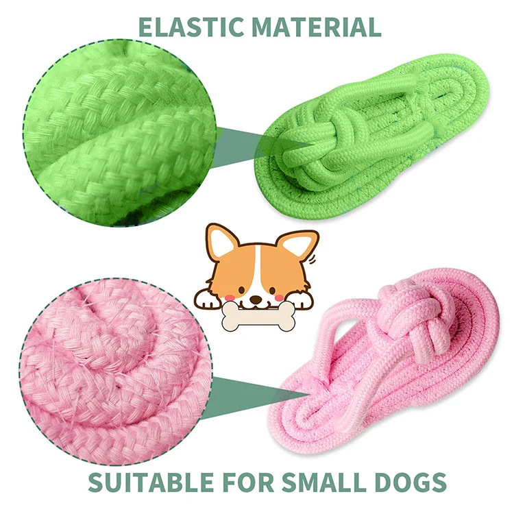 Juguete para masticar perros, zapatilla de algodón, juguete de cuerda para perros pequeños y grandes, juguetes molares de entrenamiento de dientes para mascotas, juguete interactivo para perros, accesorios para perros - imagen 3