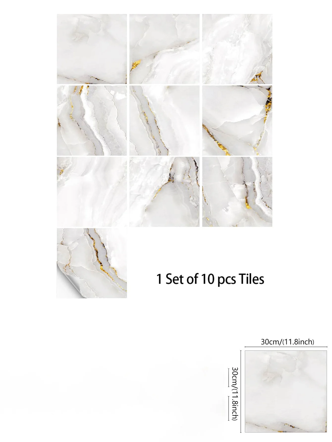 10/20 piezas de pegatinas de suelo impermeables con patrón de mármol, azulejos, pegatinas autoadhesivas para suelo, pegatinas pelables y adhesivas, decoración de la sala de estar, decoración de la habitación, decoración del hogar, decoración de la cocina - imagen 3