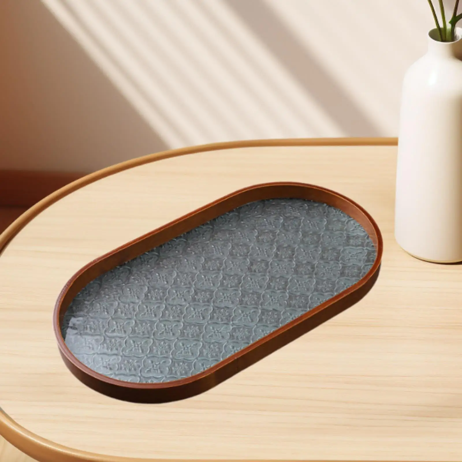 Wood Serving Tray Glass Desk Organizer Jewelry Storage Holder Wooden Trays for Eating for Bathroom Household Desk Tea Room Party