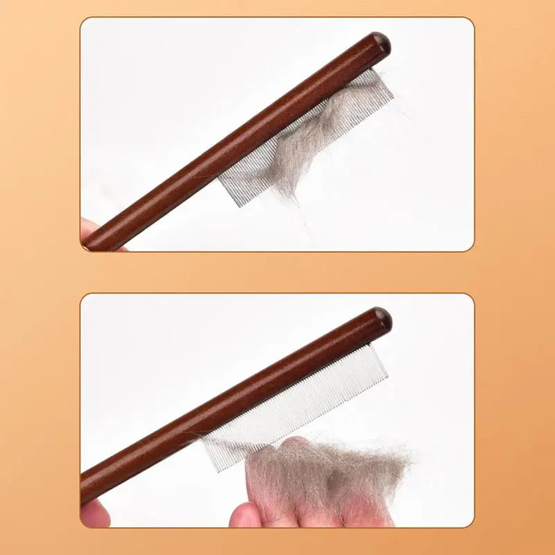 Cepillo de pelo para gatos, removedor de pelo de masaje con dientes de acero inoxidable, peines suaves para el cuidado de mascotas para eliminar enredos, perro portátil - imagen 3