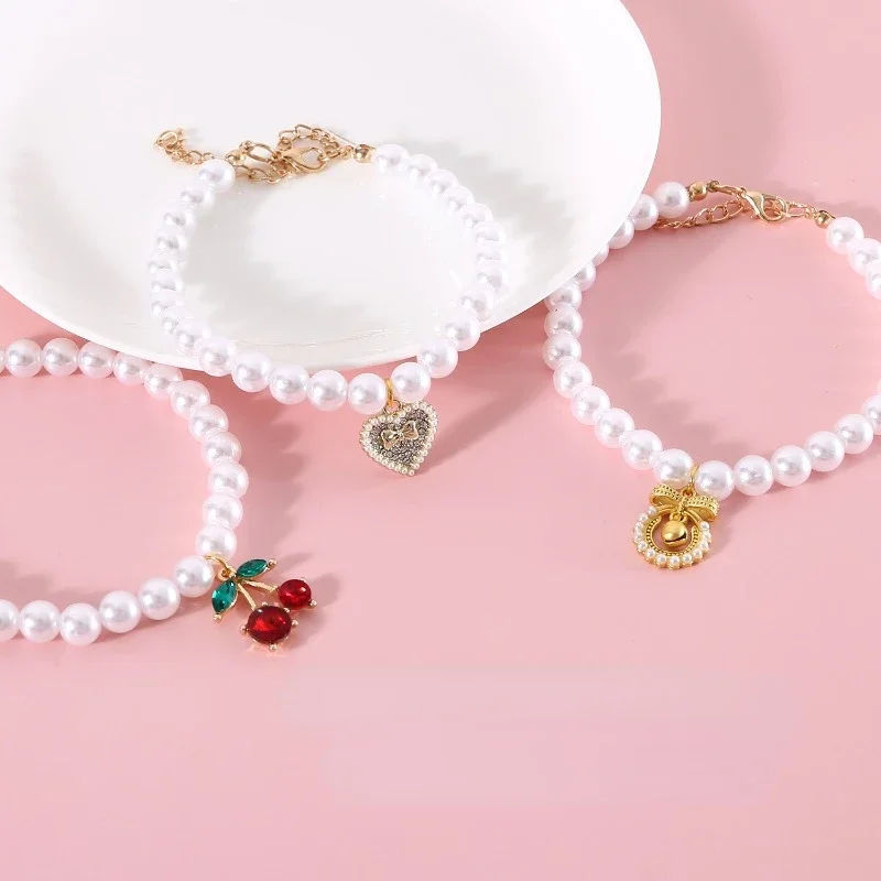 Collar con colgante ajustable para mascotas, Collar de perlas de estilo princesa, accesorios para mascotas, Collar ajustable para gatos - imagen 4